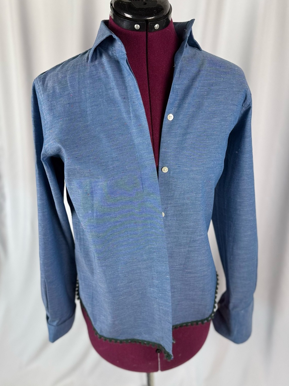 Vilagallo Blue Lightweight Men's Shirt Jacket with Subtle Hem Trim